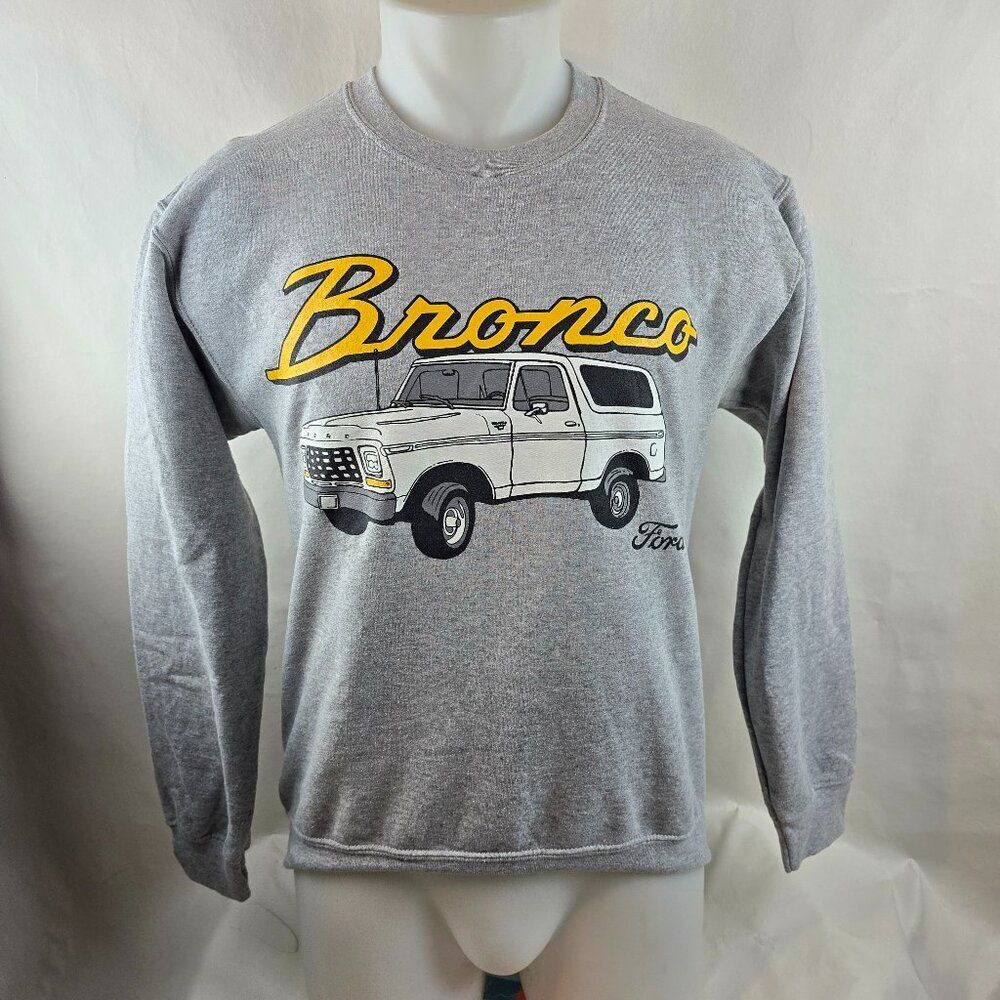 Ford Bronco Sweatshirt Mens Small Grey Truck Graphic Pullover Car Crew Neck A35-